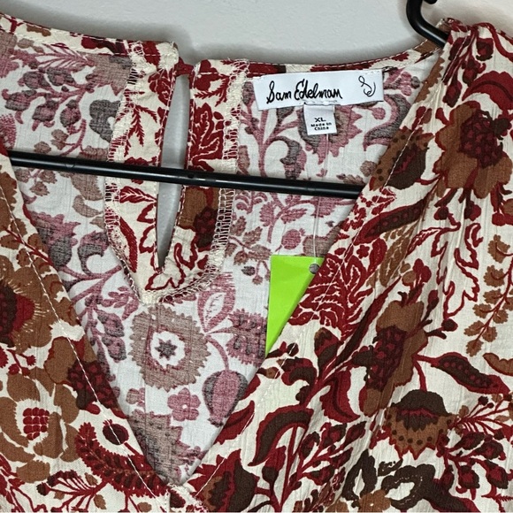 NEW Sam Edelman Dakota Shirred Puff Sleeve Top Seed Pearl Bouquet Women’s XL - Picture 6 of 12